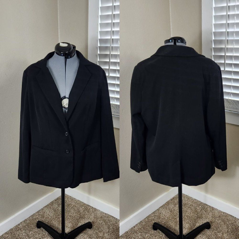 Lane Bryant Plus Size Blazer Black Size 18 Two Button Front Closure